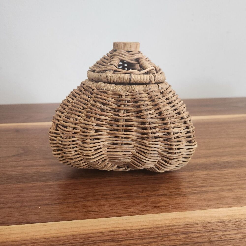 Antique Primitive Buttock Basket With Lid Snake Charmer Fisherman Garlic Vintage - Picture 3 of 14
